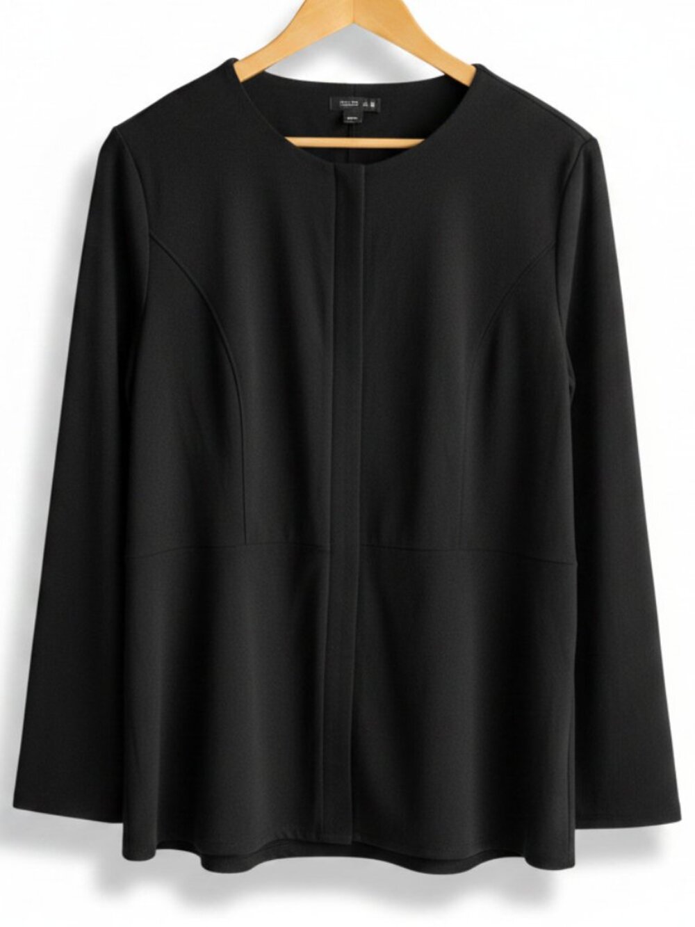 J. Jill Wearever Black Full Zip Jacket Size Large Rayon Lagenlook Minimalist